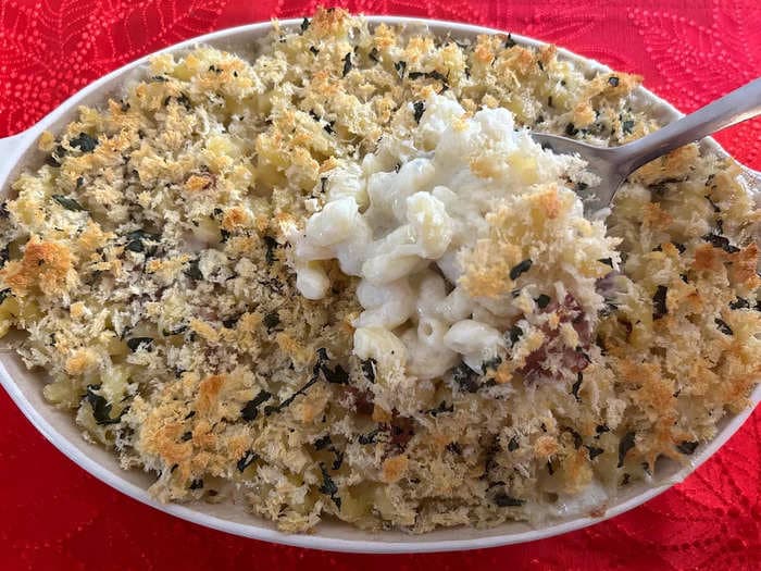 I made Ina Garten's 'grown up' mac and cheese. It's an easy Thanksgiving side dish that everyone will love.