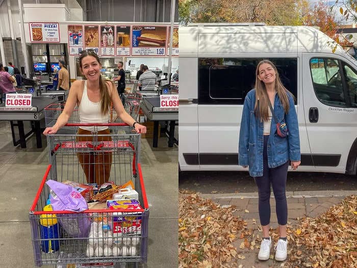 I shopped at Costco for a 2-week road trip in a 75-square-foot van. Here's everything I got for under $200.