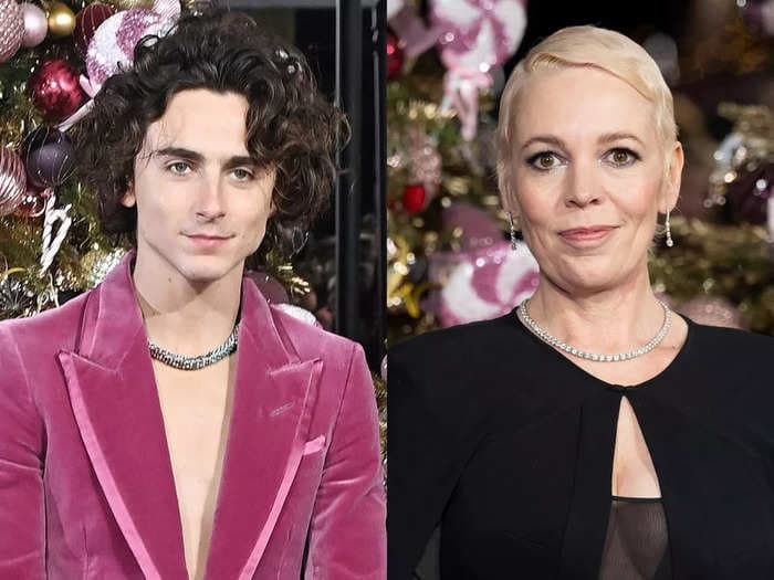 Timothée Chalamet wore a shirtless suit to the 'Wonka' world premiere. Here are the 12 best photos from the red carpet.