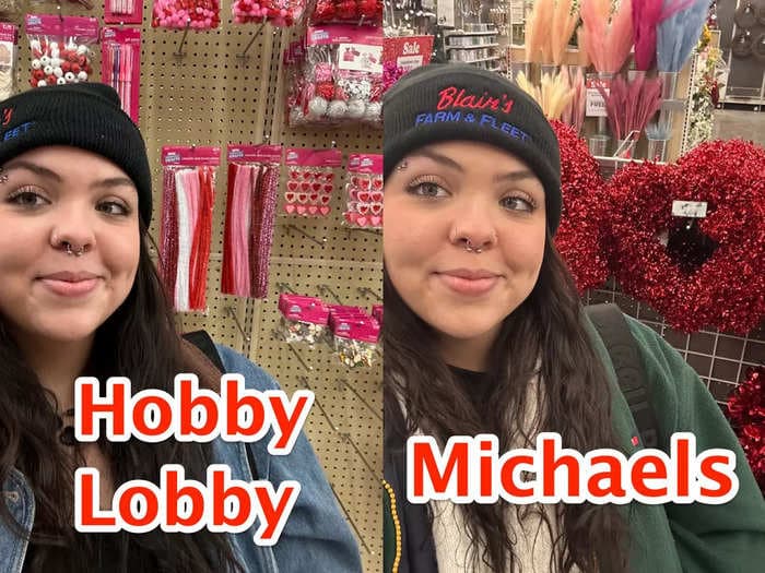 I shopped at Hobby Lobby and Michaels for Valentine's Day decorations, and one craft chain had so much more to offer