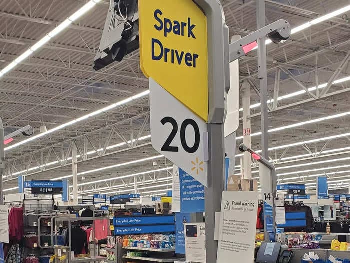 Some Walmart stores are limiting self-checkout lanes just for Spark drivers and Walmart+ customers