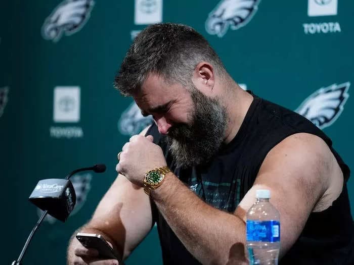 Jason Kelce wore a custom Rolex at his retirement conference that paid homage to the Philadelphia Eagles' 2018 Super Bowl win — check it out  