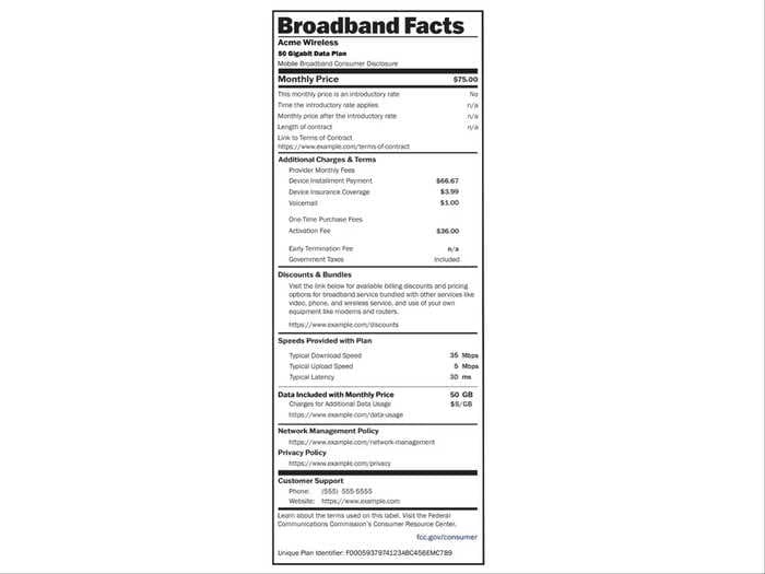 Internet providers have to start using this 'nutrition facts' label that breaks down fees