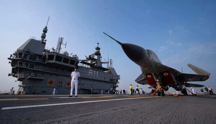 A bizarre comment stirred speculation India may try to match China's carrier fleet 