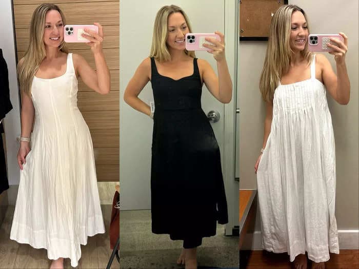 I tried on similar dresses at Gap, Old Navy, and Banana Republic. The most expensive one was the most disappointing.