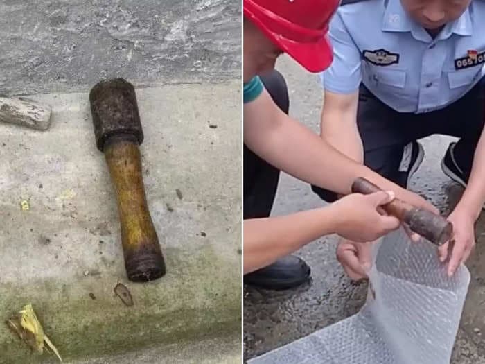 Chinese authorities used bubble wrap to secure a hand grenade kept by villagers for 20 years to smash nuts and hammer nails