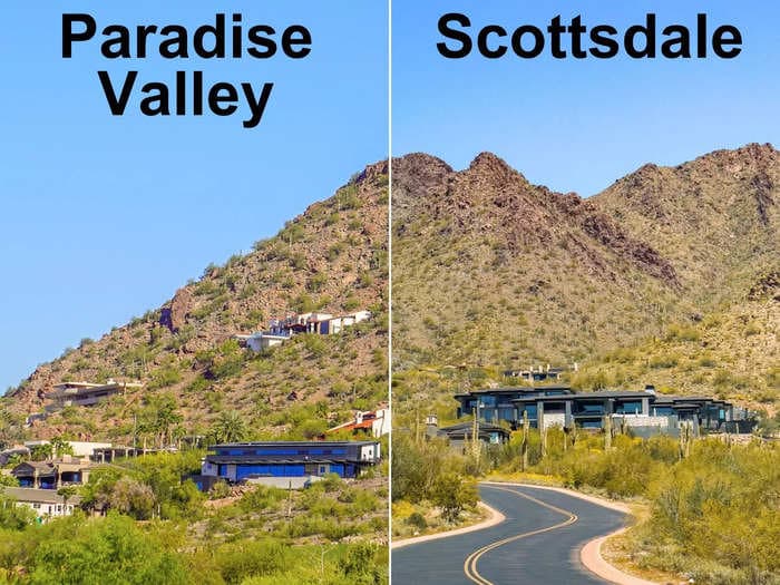 Scottsdale and Paradise Valley are both in Arizona's millionaire hub, but it's clear why one suburb is more expensive than the other.       