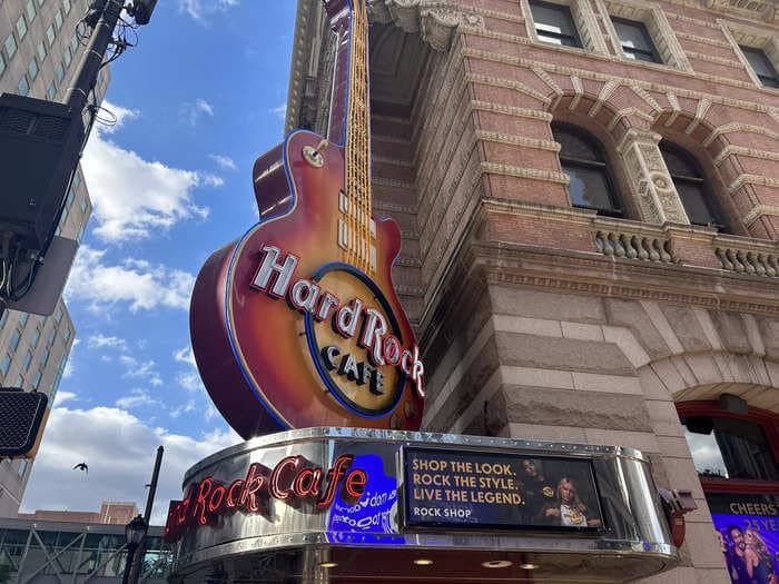 My partner and I went to Hard Rock Cafe for the first time. The decor is cool, but our $80 meal wasn't worth it.