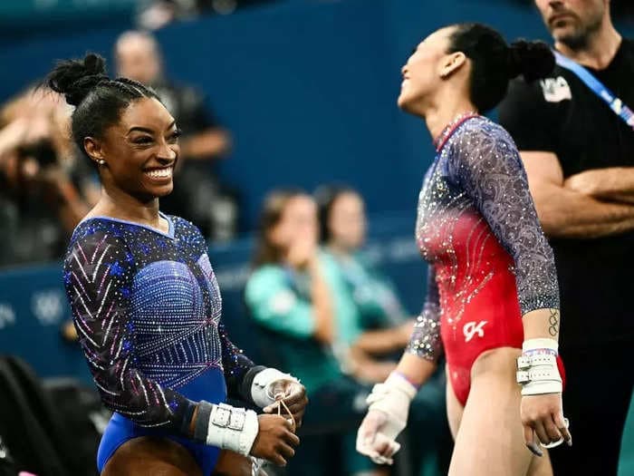 6 hidden details in Simone Biles' and Suni Lee's Olympic leotards at the women's gymnastics all-around final