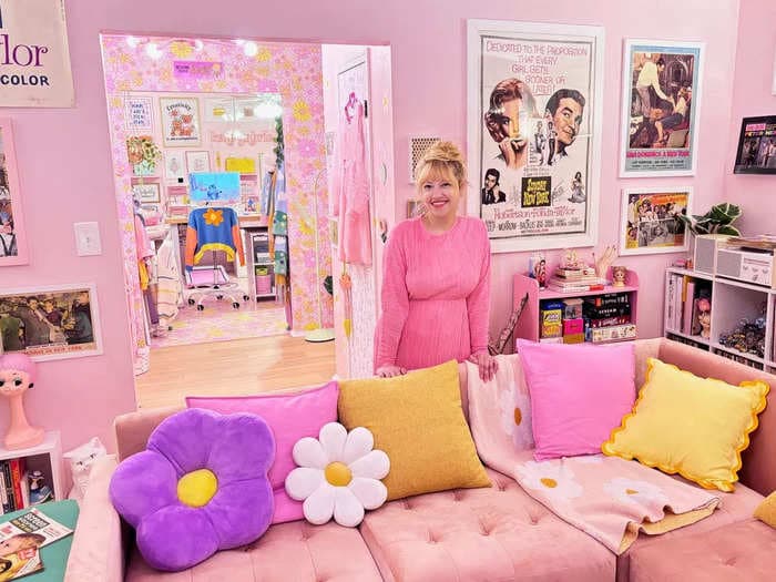 A millennial transformed a house into her pink '90s dream home with a movie theater and arcade. Now she has to sell.