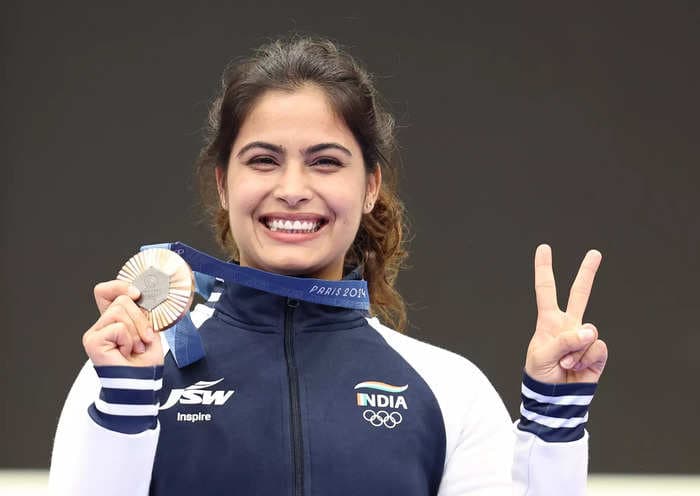 Double Olympic bronze medal-winning shooter Manu Bhaker returns home