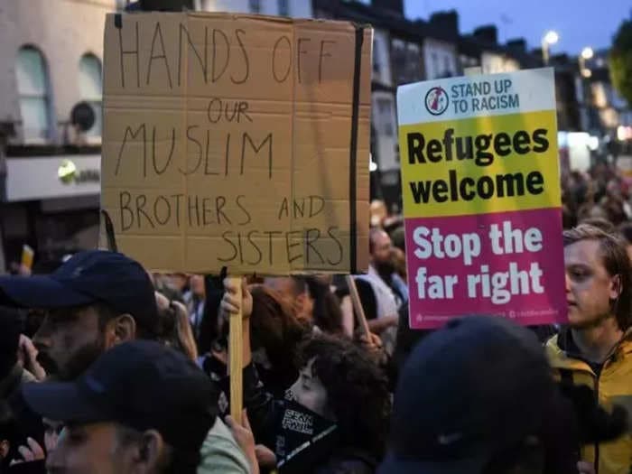 London against racism: Thousands rally in solidarity with ethnic minorities amid violent anti-immigrant riots in UK