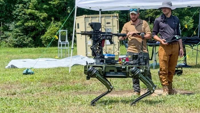 A 'robot dog' armed with an AI-enabled rifle for shooting down drones was tested at a US Army exercise