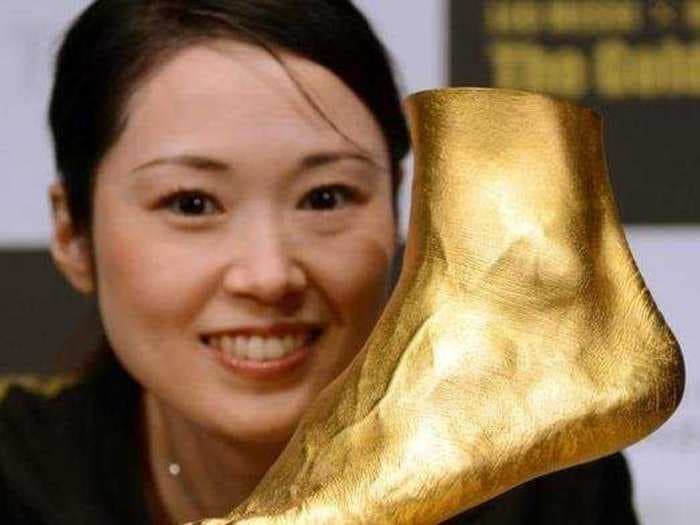 Gold Replica Of Lionel Messi's Left Foot On Sale In Japan 