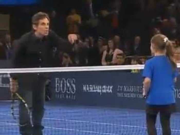 Tennis Exhibition Featured Surprise Appearance By Ben Stiller, Redfoo, And A Dominant Young Girl