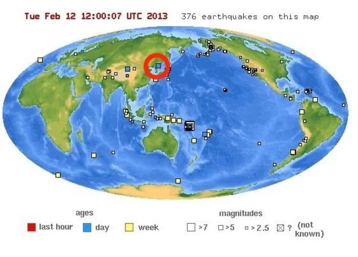 Here's How North Korea's Nuclear Test Appeared On The World Earthquake Map