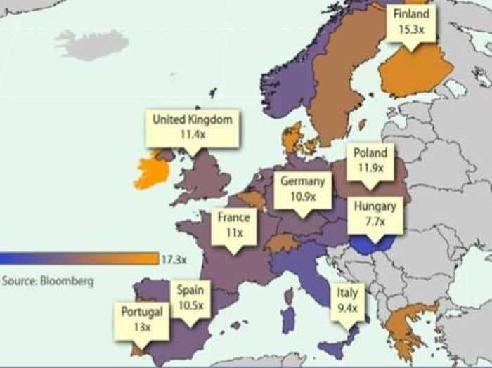 MAPS: Where You'll Find The Cheapest And Most Expensive Stock Markets In The World