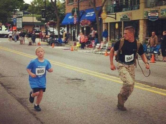 Never Leave A Man Behind: Marine Finishes 5K With Lost Little Boy