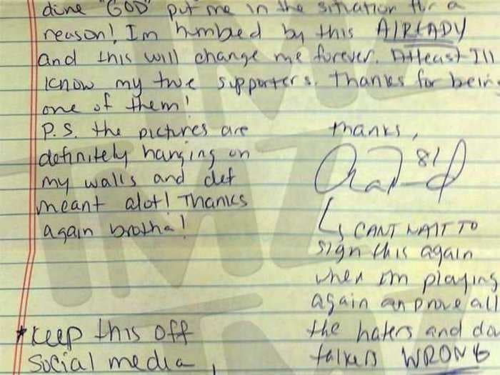 Here's A Leaked Letter Aaron Hernandez Wrote In Prison