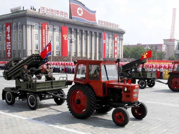 North Korea Shows Off Marching, Cheering, Tractor Pulling Prowess With Gigantic 65th Anniversary Parade 
