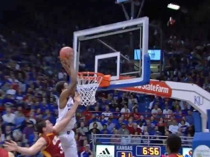 18-Year-Old Phenom Andrew Wiggins Dunked An Alley Oop Over A Defender's Back In His Kansas Debut