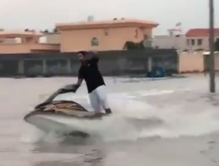 Saudi Arabia's Capital Experienced Insane Flooding, So This Guy Started Jet Skiing In The Middle Of The Street