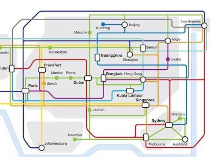 A Subway-Inspired Map Shows Everywhere You Can Fly On The Huge Airbus A380