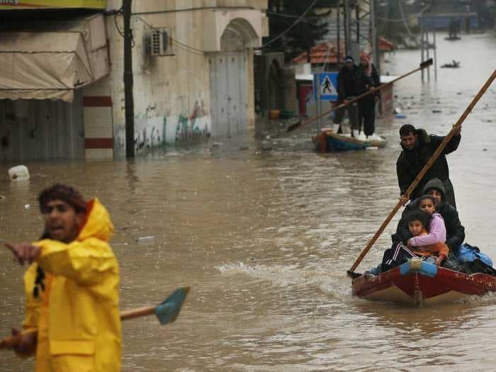 Thousands Of People Evacuated By Boat As Rain Turns Northern Gaza Into a 'Disaster Area'