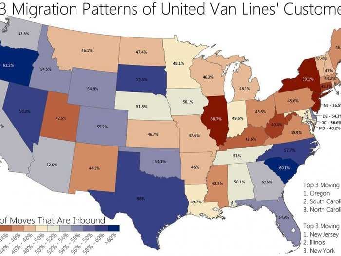 Here's the True Map Showing Which States Americans Are Moving To And Leaving