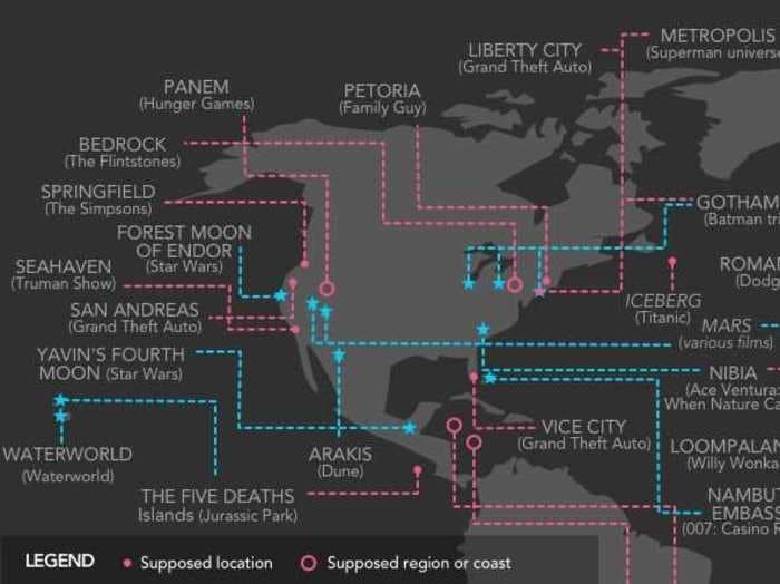 This Map Shows The Locations Of The World's Most Important Fictional Places