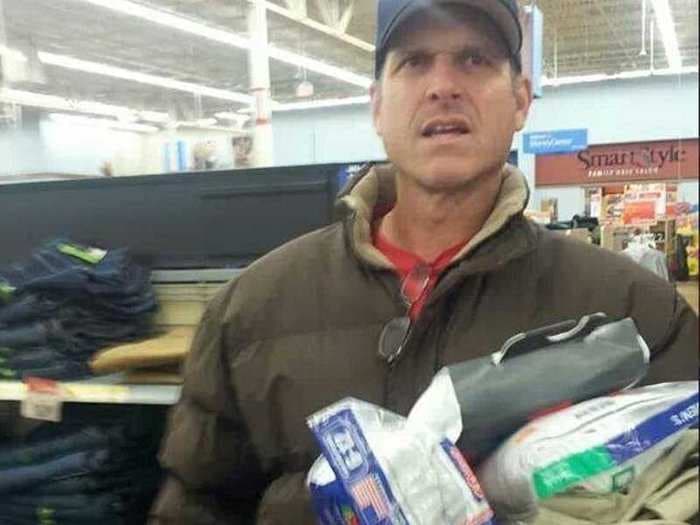 Here's 49ers Coach Jim Harbaugh Buying $8 Khakis In Bulk At Walmart