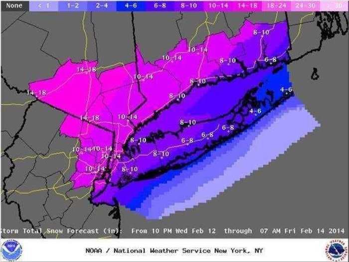 Now 8-12 Inches Of Snow Expected For New York City
