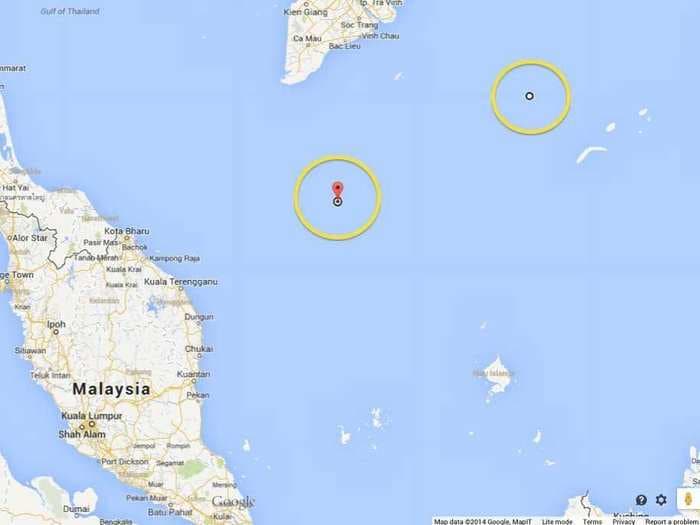 MAP: Here's The Distance Between The New Satellite Images And The Oil Rig Where A Man Says He Saw The Missing  Plane