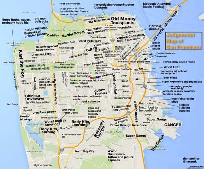 These 'Judgmental Maps' Will Show You Which Parts Of Town To Avoid