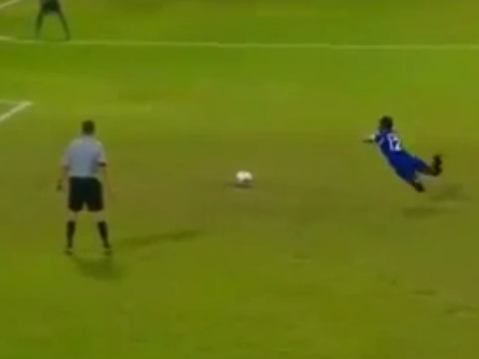 Soccer Player Scores On Penalty Kick Despite Falling Flat On His Face