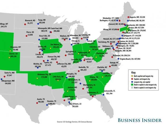 Here Are The States Whose Capitals Are Also Their Largest Cities