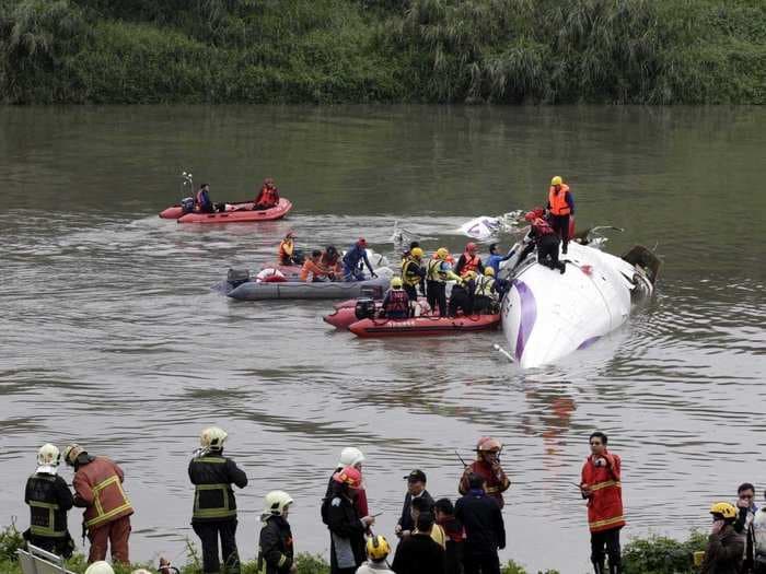 Passenger jet with 58 people on board crashes into Taipei river