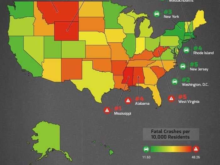 The most deadly driving states in America 