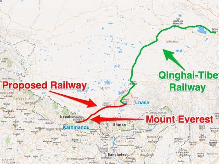 China is planning to build a railway under Mount Everest