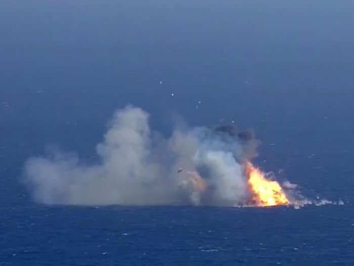 New video shows the SpaceX rocket landing ending in a giant explosion