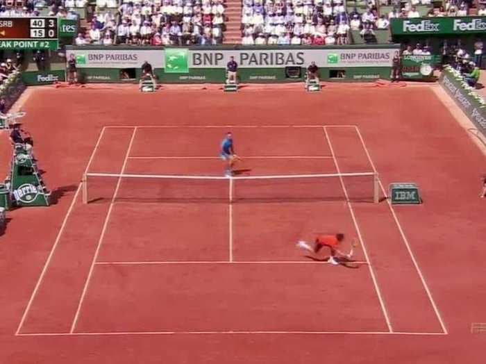 Novak Djokovic and Rafael Nadal had a ridiculous 18-shot rally at the French Open