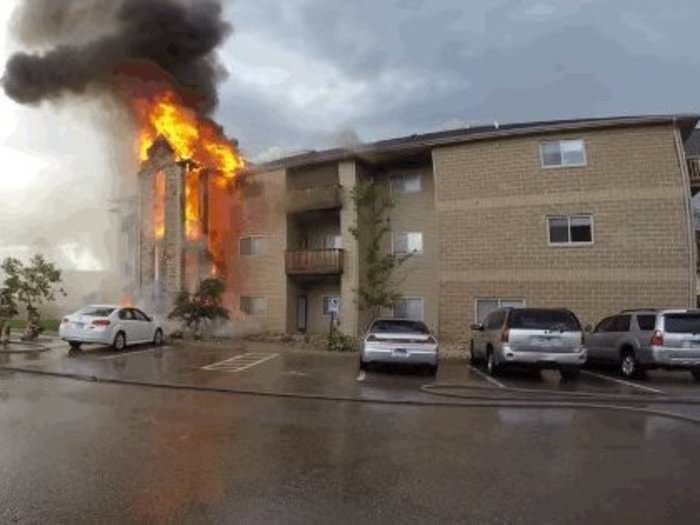 A man strapped a GoPro on his head and ran inside a burning building to save a dog