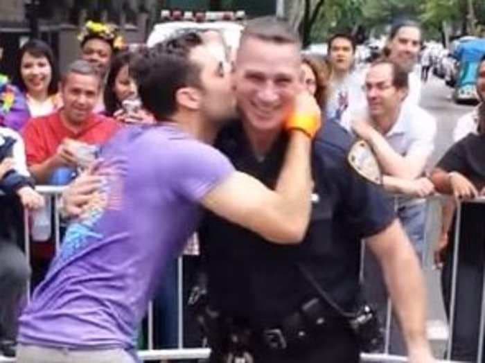 This video of a 'stoic' NYPD cop dancing with a Gay Pride marcher is the best thing you'll see all day