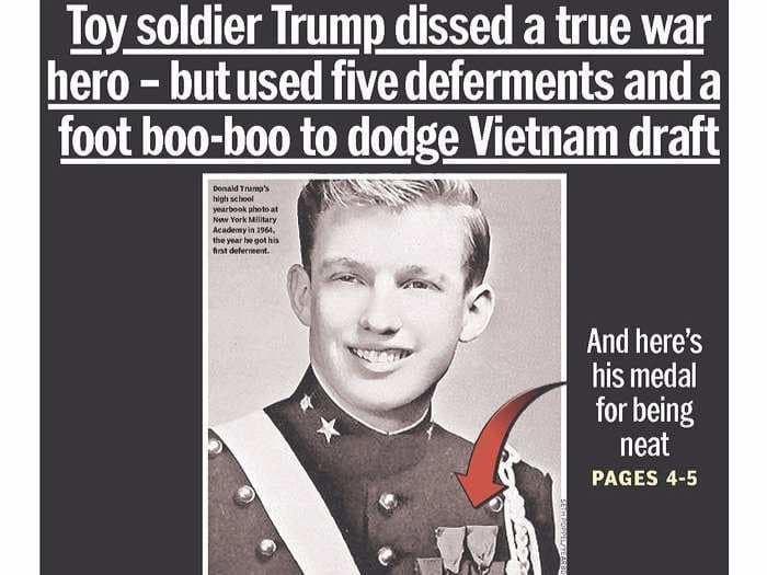 Daily News goes nuclear on Donald Trump for using 'a foot boo-boo to dodge Vietnam'