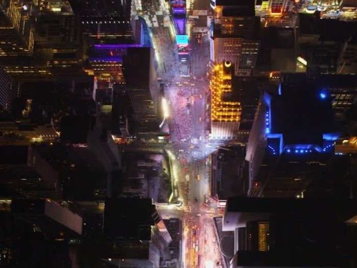 Drone footage over the streets of NYC at night will dazzle you