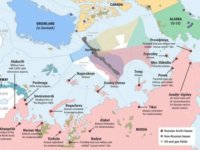 This map shows Russia's game-changing militarization of the Arctic