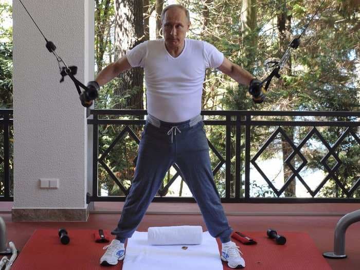 Vladimir Putin barbecues, sips tea, and pumps iron in a $3,200 track suit in his latest bizarre photo shoot