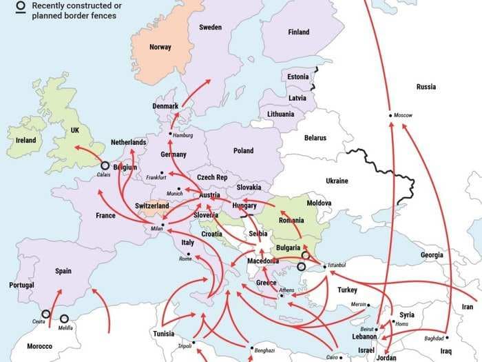 This map shows the routes of Europe's refugee nightmare - and how it's getting worse