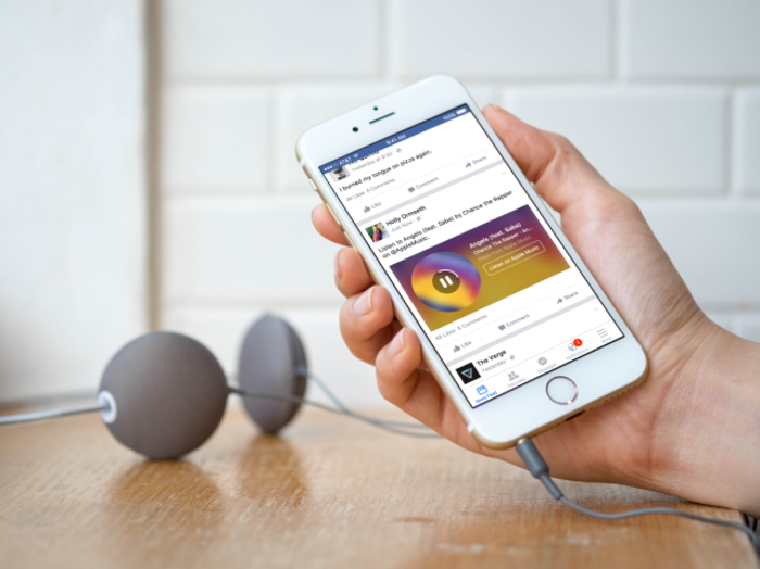 You're going to start seeing songs from Spotify and Apple Music pop up in your Facebook feed