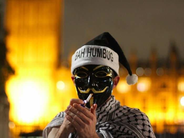 I went to Anonymous' Million Mask March in London and almost got hit by a firework